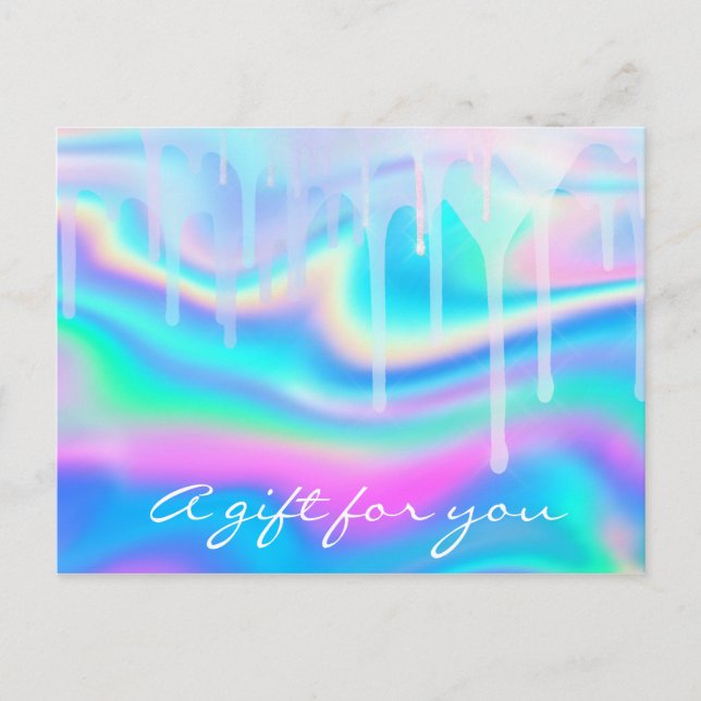 Gift Certificate Holograph Unicorn Rainbow Pink Postcard (Front)