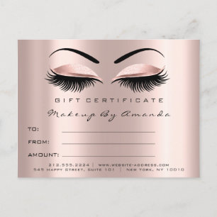 Gift Certificate Lashes Extension Makeup Brows Postcard