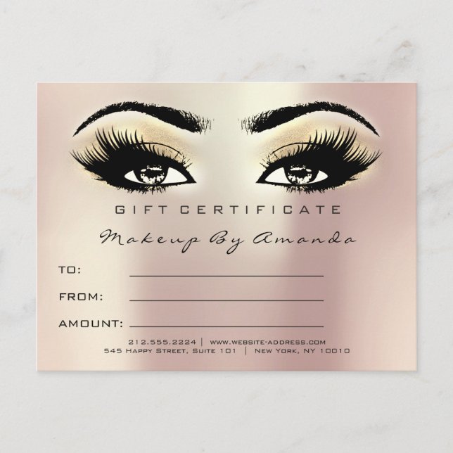 Gift Certificate Lashes Extension Makeup Champaign Postcard (Front)