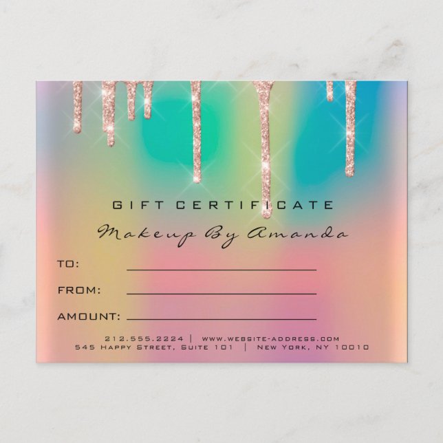 Gift Certificate Lashes Extension Makeup Ombre Postcard (Front)