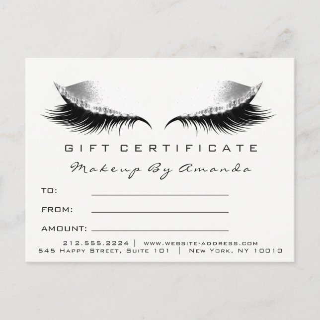 Gift Certificate Lashes Extension Makeup White Postcard (Front)