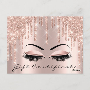 Gift Certificate Lashes Eyes Makeup Artist Brows Postcard