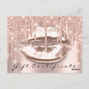 Gift Certificate Lashes Kiss LIps Makeup Glam Postcard