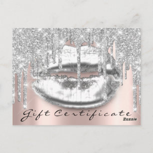 Gift Certificate Lashes Kiss LIps Makeup Grey Postcard