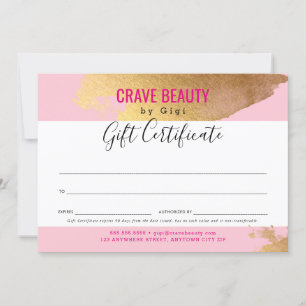 GIFT CERTIFICATE luxe minimalist glam gold pink