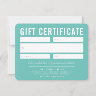 GIFT CERTIFICATE modern stylish business mint