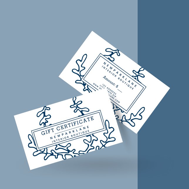 Gift Certificate Nautical Blue Sea Plant Pattern (Creator Uploaded)
