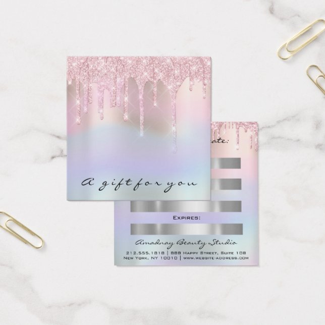 Gift Certificate Pink Blue Holograph Lashes Square (Office)
