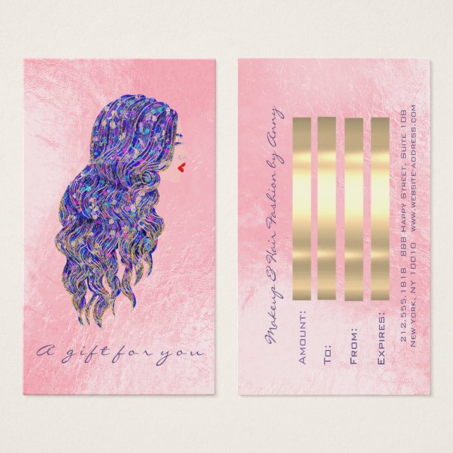 Gift Certificate Pink Gold Hairdresser Makeup (Front & Back)