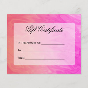 Gift Certificate Pink Orange Design