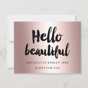 Gift certificate rose gold hello script metallic