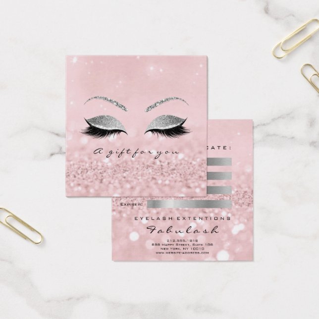 Gift Certificate Silver Glitter Lashes Pink Makeup (Office)
