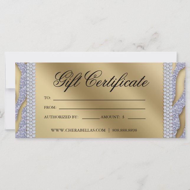 Gift Certificate Tanning Salon Jewellery Silver Go (Front)