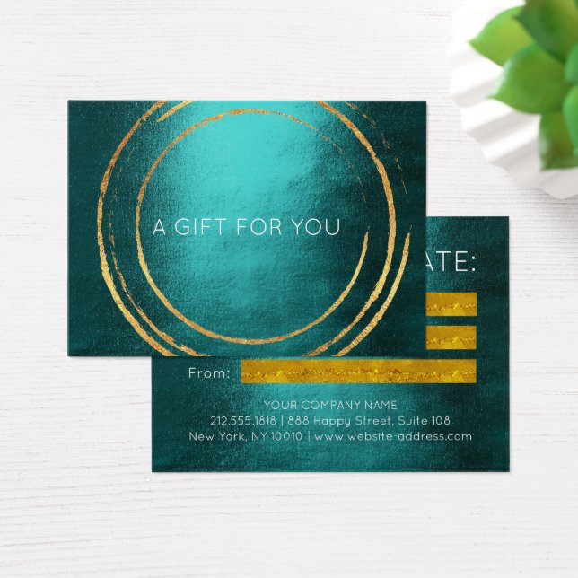Gift Certificate Teal Gold Geometric Circles  (Desk)