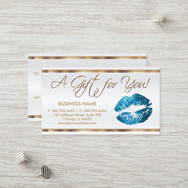 Gift Certificate Turquoise Lipstick Business (Front/Back In Situ)