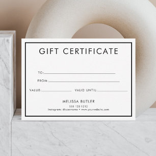 Gift Certificate Voucher Minimalist Card