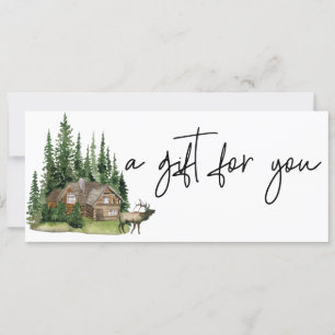 Gift Certificate Watercolor Cabin Forest Lodge Invitation