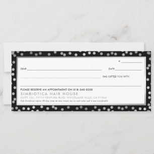 GIFT CERTIFICATES glam confetti silver dots black
