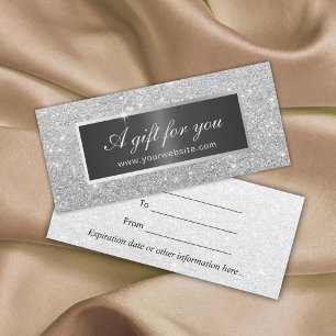 Gift Certificates Modern Silver Glitter Salon