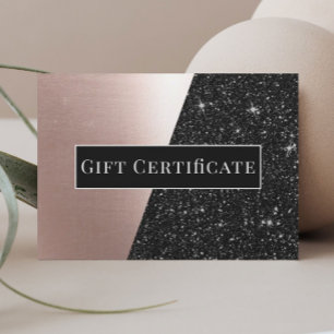 Gift Certificates Rose Gold & Black Glitter Salon