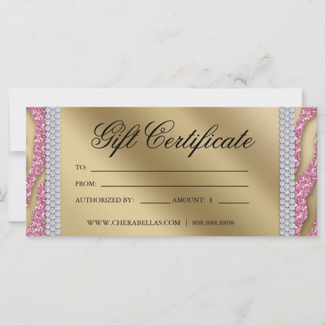 Gift Certificates Tanning Salon Jewellery Pink Gol (Front)