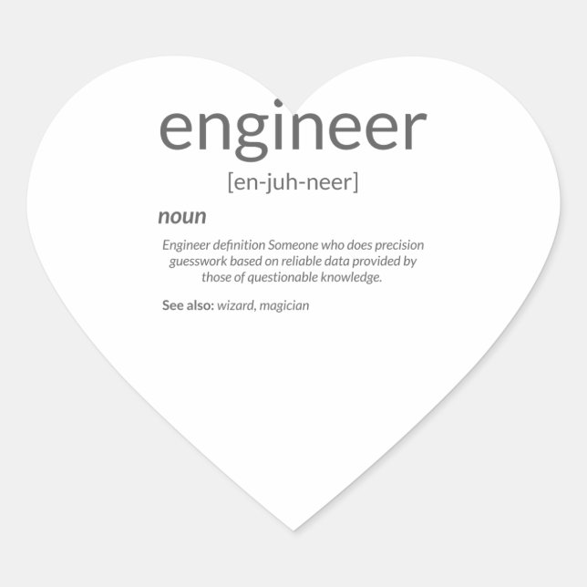 Gift Engineer College Major Engineer Definition Heart Sticker (Front)