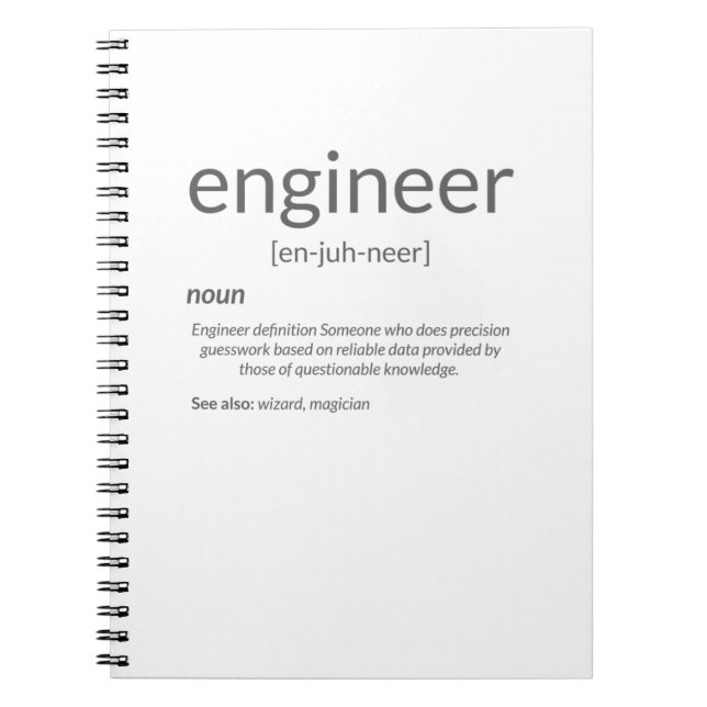 Gift Engineer College Major Engineer Definition Notebook (Front)