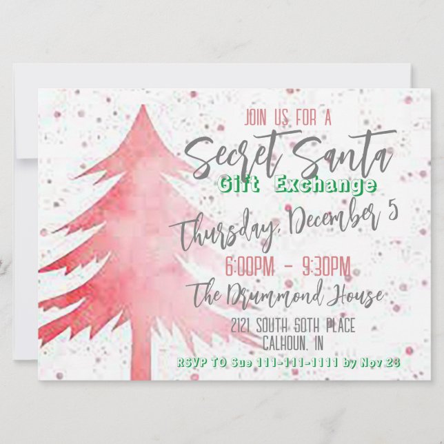 Gift Exchange Holiday Invitation 6.5” x 8.75” (Front)