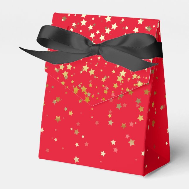 Gift/Favour Box in Red & Golden Stars (Front Side)