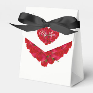 Gift/Favour Box-Red Roses Heart Favour Box