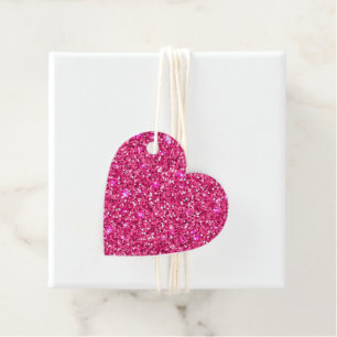 Gift-Favour Tags Faux Glitter Pink Accent