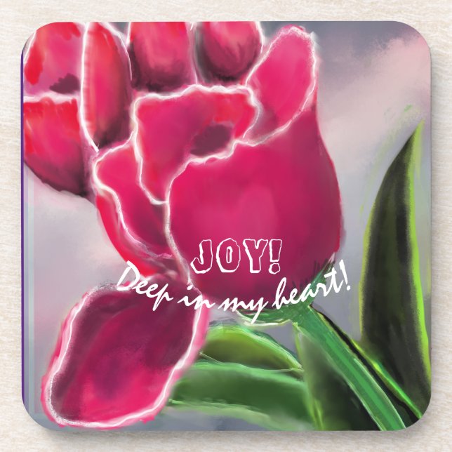  Gift Floral Design, Personalise Typography  Coaster (Front)