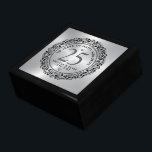 Gift for 25th Wedding Anniversary  Gift Box<br><div class="desc">Black ornate floral lace circle on metallic silver background,  customisable silver wedding Anniversary. Celebrating 25 years of happy memories. Customisable black typography. White diamonds heart accent.</div>