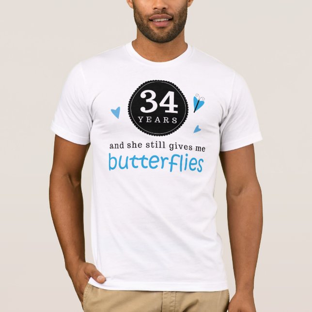 Gift For 34th Wedding Anniversary Butterfly T-Shirt (Front)