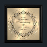 Gift For 50th Wedding Anniversary Gift Box<br><div class="desc">Commemorate your 50th wedding anniversary with this elegant design—a black ornate mandala on an Image metallic gold background.
They are embellished with white diamonds —customisable text in black inside a shiny gold circle.</div>