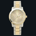 Gift For 50th Wedding Anniversary Watch<br><div class="desc">Commemorate your 50th wedding anniversary with this elegant design—a gol ornate mandala on an Image metallic gold background.
They are embellished with white diamonds —customisable text in gold inside a shiny gold circle.</div>