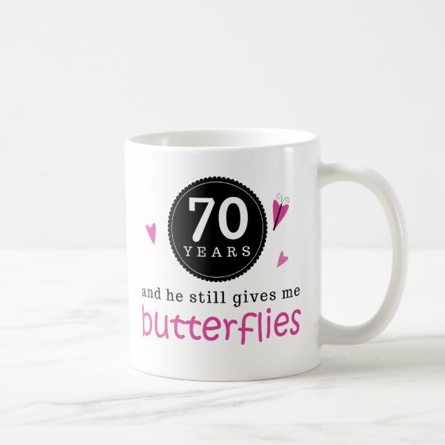 Gift For 70th Wedding Anniversary Butterfly Coffee Mug (Right)