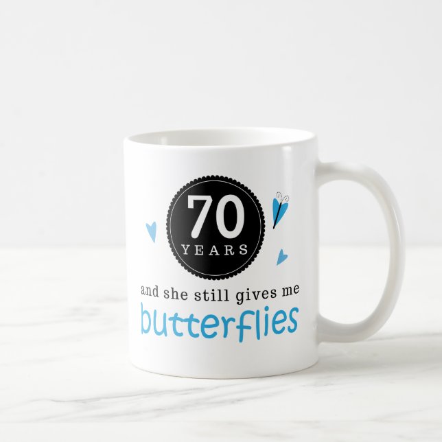Gift For 70th Wedding Anniversary Butterfly Coffee Mug (Right)