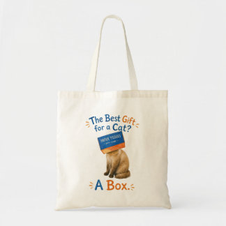 Gift for a Cat Is a Box Funny Cat in Tissue Box Tote Bag