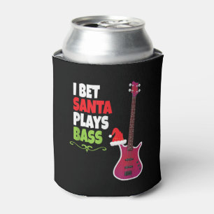 Gift for Bass Guitar Player Cool Santa Christmas Can Cooler