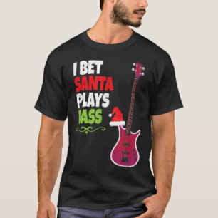 Gift for Bass Guitar Player  Cool Santa Christmas T-Shirt