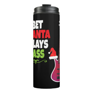 Gift for Bass Guitar Player Cool Santa Christmas Thermal Tumbler