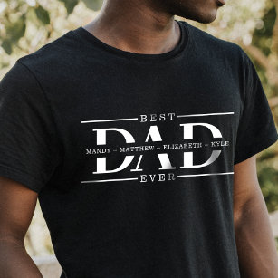 Gift For Best Dad Ever Minimal Personalised Names T-Shirt