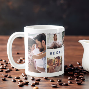 Gift For Best Daddy Ever Family Photo Collage Navy Coffee Mug