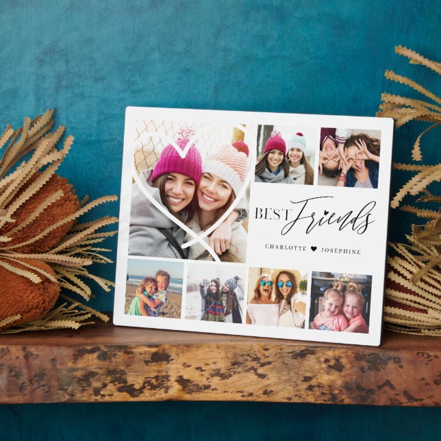 Gift For Best Friends 7 Photo Collage Heart BFFs Plaque (Side)