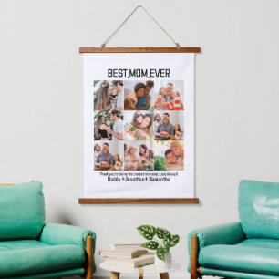 Gift For Best Mum Ever Family Photo Collage Hanging Tapestry