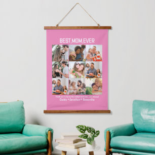 Gift For Best Mum Ever Family Photo Collage Hanging Tapestry