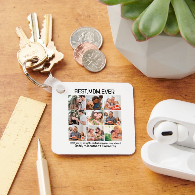 Gift For Best Mum Ever Family Photo Collage Key Ring (Desk)