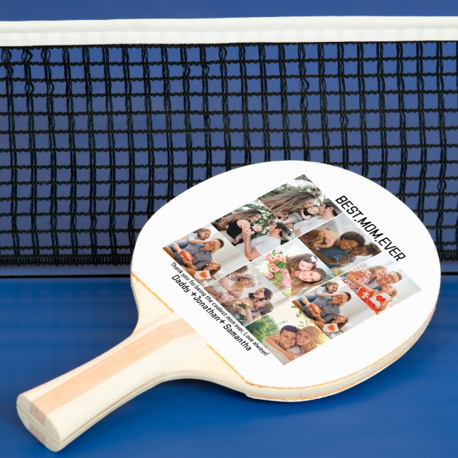Gift For Best Mum Ever Family Photo Collage Ping Pong Paddle (Insitu)
