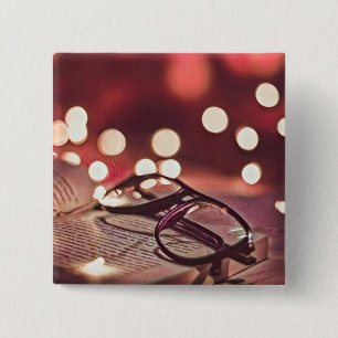 Gift for book lovers 15 cm square badge